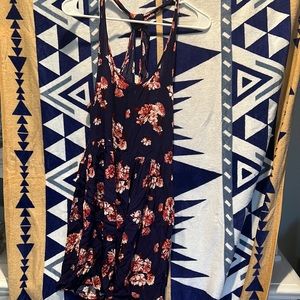 Blue dress with pink flowers